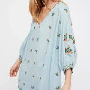 Free People Floral Embroidered Oversized Mini Dress M